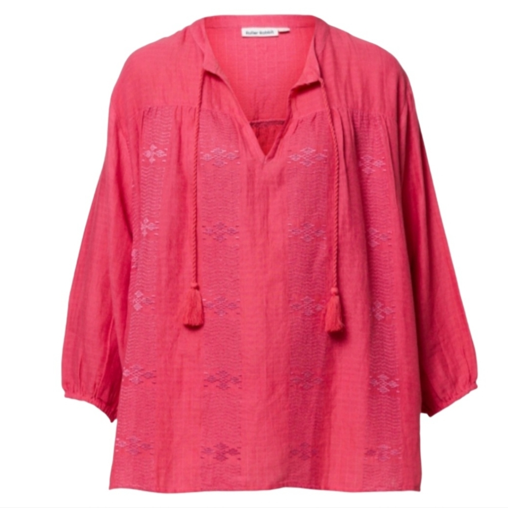 Roller Rabbit Embroidered Boho Chic Size: L  Pink Red - Picture 8 of 8